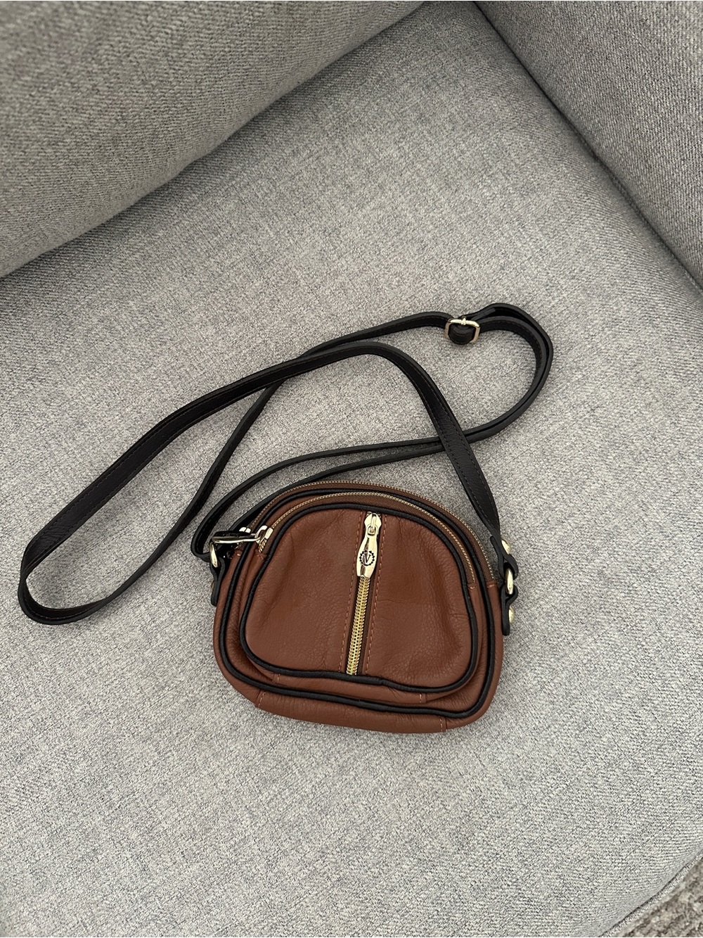 Vintage VALENTINA Genuine Leather Crossbody Mini Handbag Purse Brown made in Ita